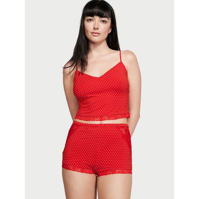 Victoria's Secret Red Cropped Modal Camisole & Shorts (Set of 2) (XS)