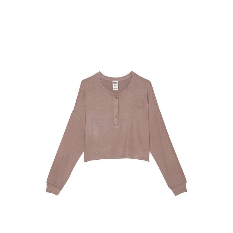 Victoria's Secret Brown Cozy Long-Sleeve T-shirt (2XL)