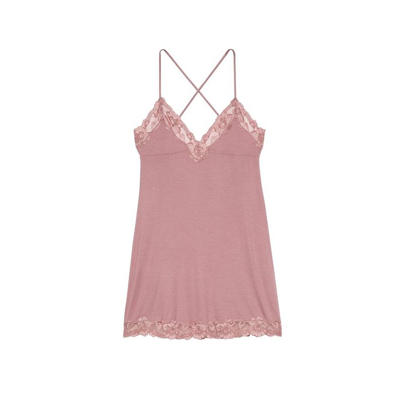 Victoria's Secret Pink Ribbed Modal And Lace Cross-Back Slip Dress (XL)