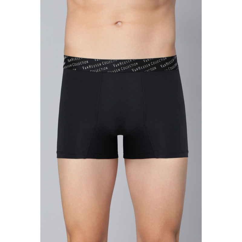 Van Heusen Men 4 Way Stretch & 3D Logo Waistband Tactel Trunks - Pure Black (S)
