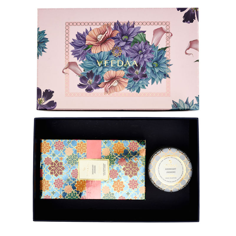 Veedaa Midnight Jasmine Fragrance Reed Diffuser & Mason Tin Scented ...