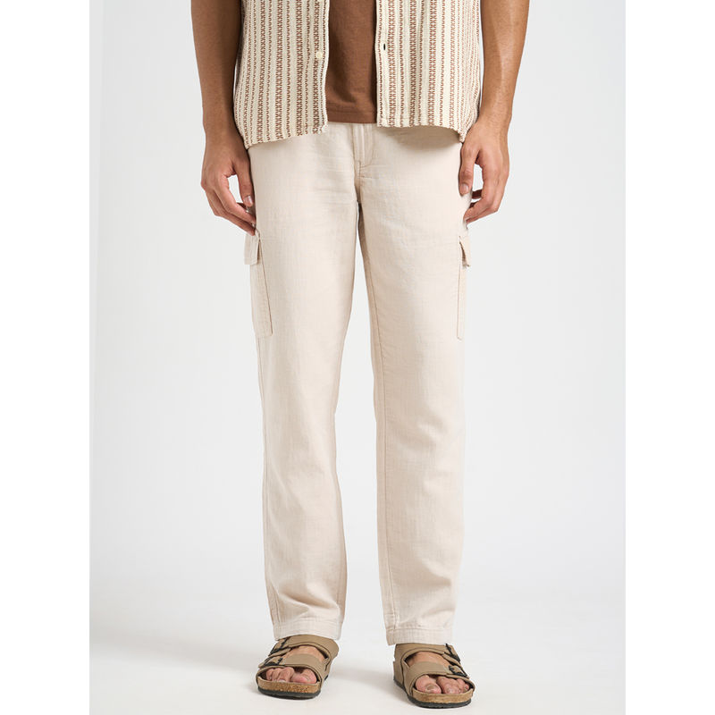 Selected Men Cotton Textured Straight Regular Fit Beige Cargos (29)