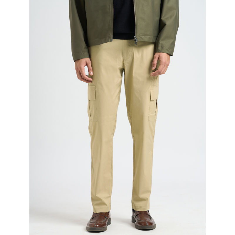 Selected Cotton Solid Straight Regular Fit Beige Cargos (32)