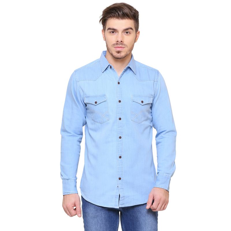 Southbay Mens Full Sleeves Blue Casual Shirt (2XL)