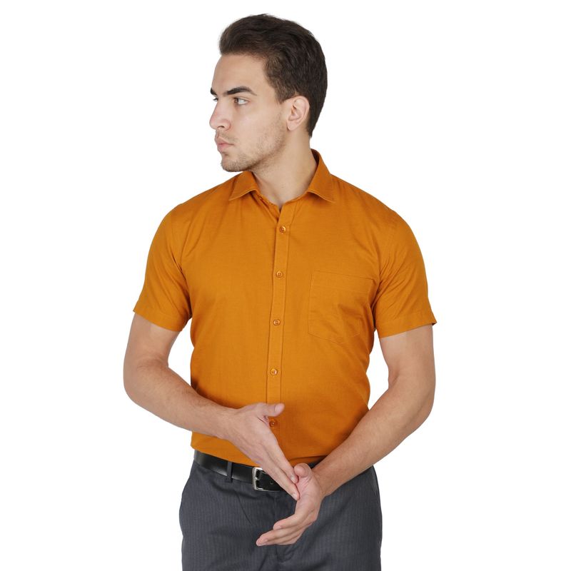 Southbay Mens Half Sleeves Golden Rust Formal Shirt (M)