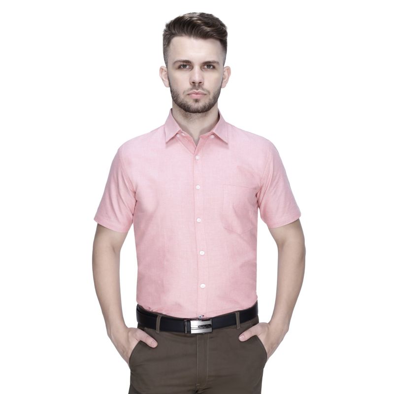 Southbay Mens Half Sleeves Peach Formal Shirt (M)