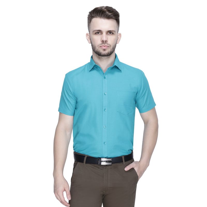 Southbay Mens Half Sleeves Sea Green Formal Shirt (M)