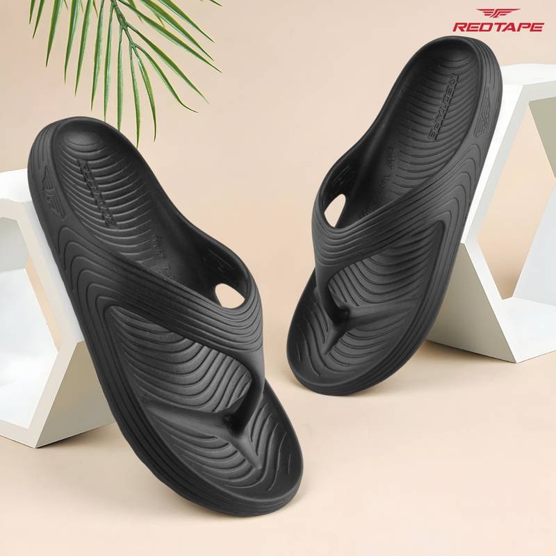 Red Tape Women Black Eva Comfort Flipflops (UK 5)