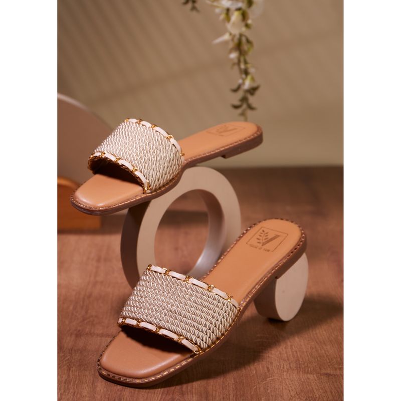 House of Vian Delilah Tan Open Toe Flats (EURO 37)