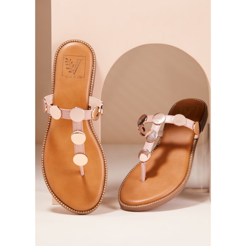House of Vian Jolene Pink T-Strap Flats (EURO 36)