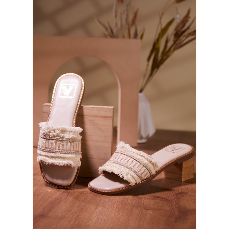 House of Vian Savannah Cream Open Toe Flats (EURO 39)