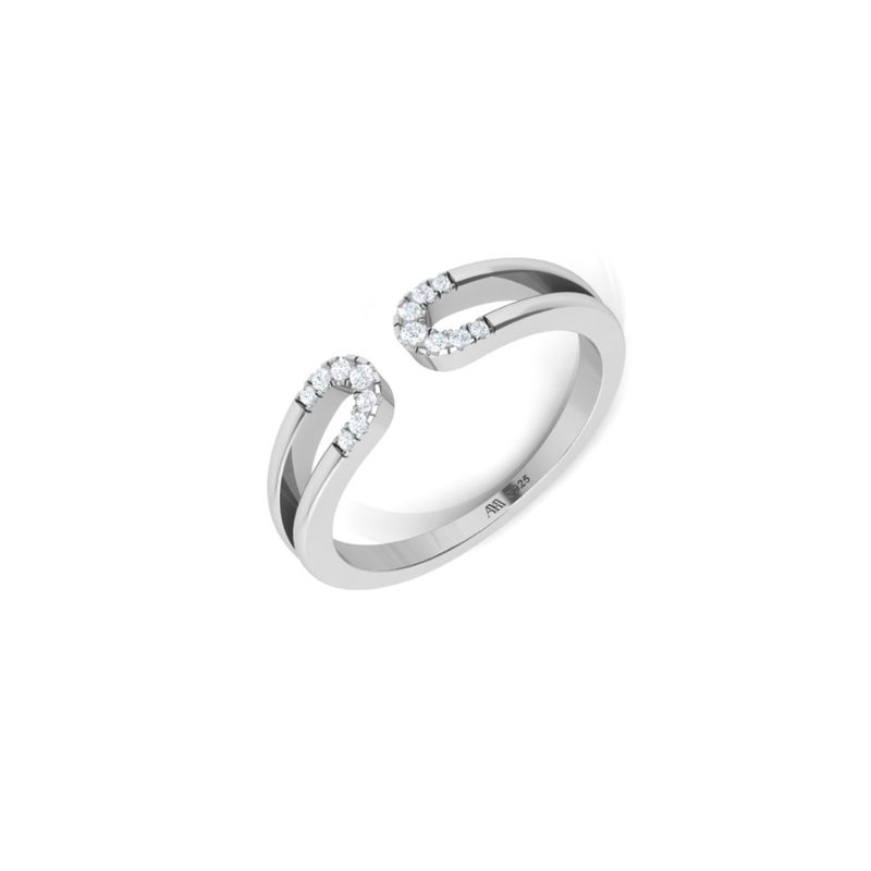 Praavy 925 Sterling Silver Diamond Buckle Ring (P19R0209) (6)