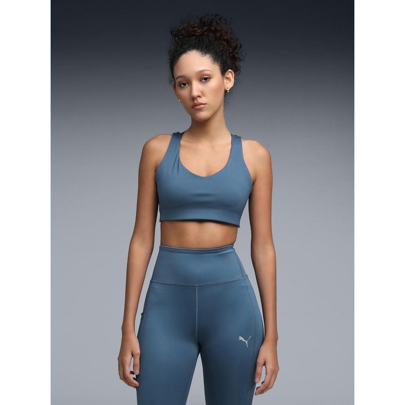 Puma High Impact Womens Breathable Running Sports Bra - Blue (XS)