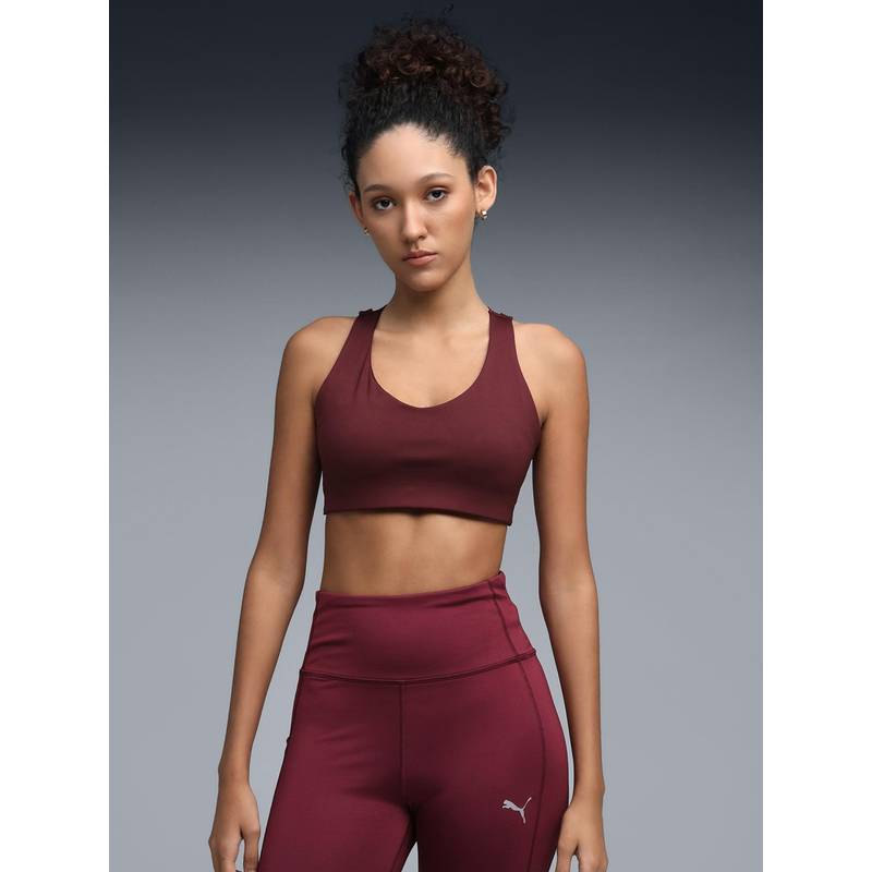 Puma High Impact Womens Breathable Running Sports Bra - Maroon (L)