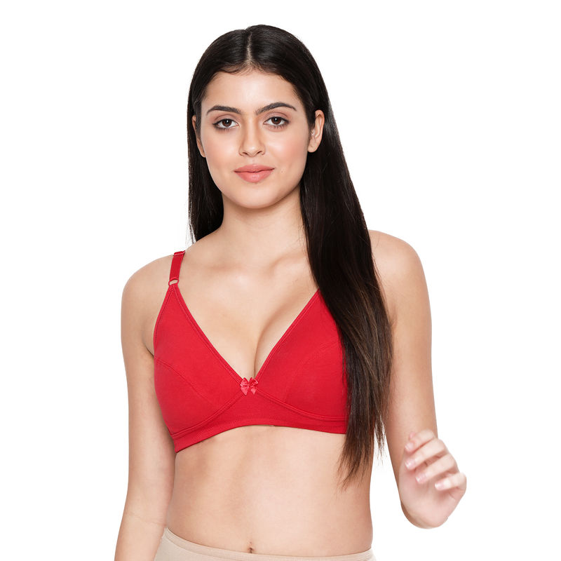 Shyaway Susie Everyday Wirefree 3/4th Coverage Non-Padded Plunge Bra- Red (30C)