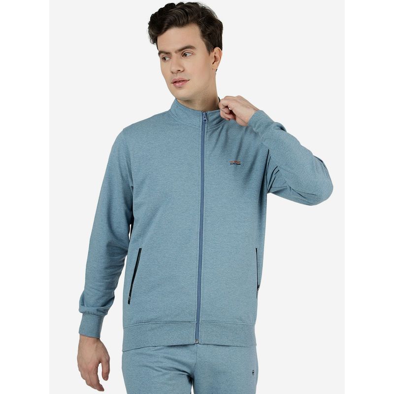 JadeBlue Mens Solid Blue Slim Fit Full Sleeve High Neck Winter Jacket (44)