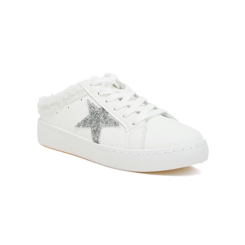 London Rag Fur Collar Slip On White Sneakers (EURO 38)