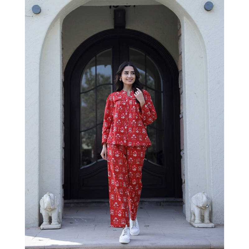SANSKRUTIHOMES Women Pure Cotton Night Suit (Set of 2) (3XL)