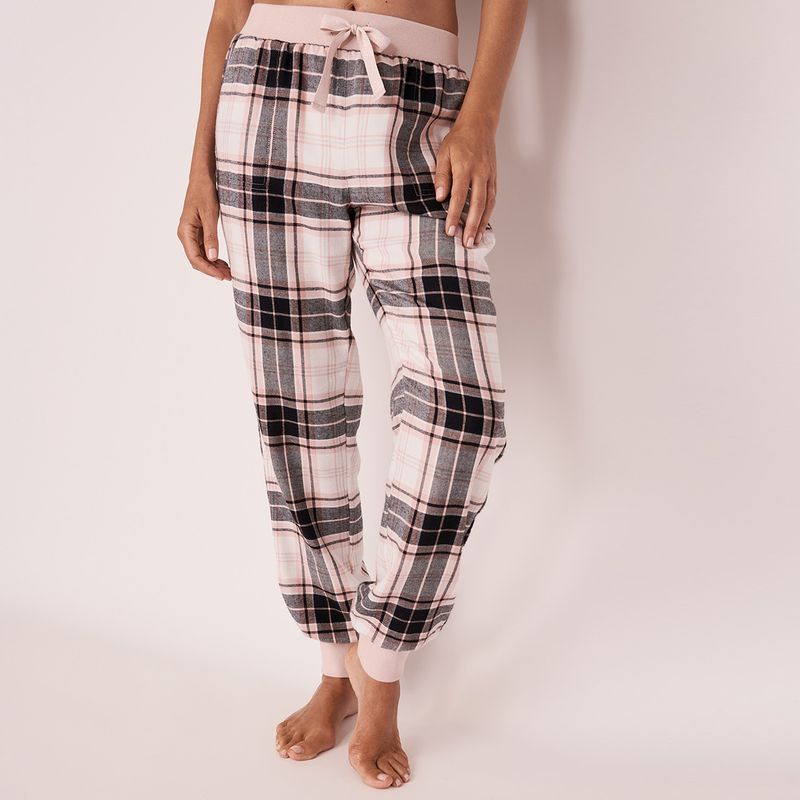 La Vie En Rose Cuff Pants YD Plaid Flannel (S)