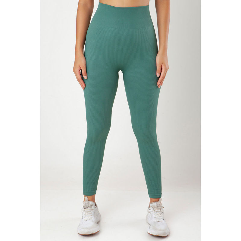 The Fit Theory Green Seamless High-Waist Stretchable Leggings (S)