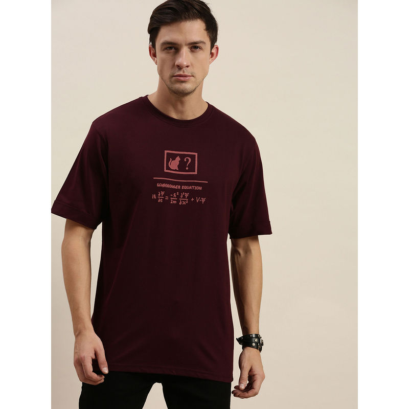 Difference of Opinion Maroon Graphic Oversized T-Shirt (XL)