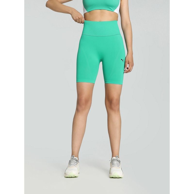 Puma Shape Luxe Seamless High Waist Womens Green Shorts (XS)
