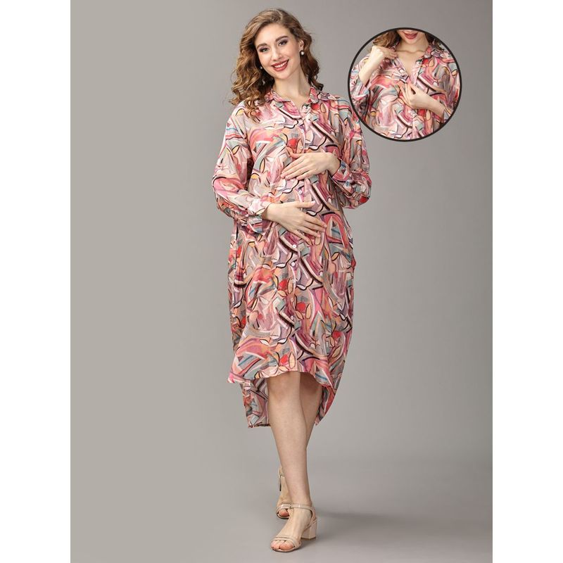 The Mom Store Dream Within A Dream Maternity and Nursing Oversized Shirt Dress (S)