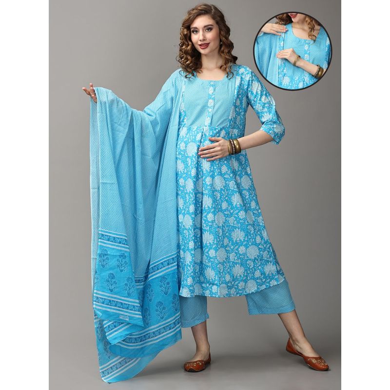 Turquoise Paradise Maternity & Nursing Kurta main image 1