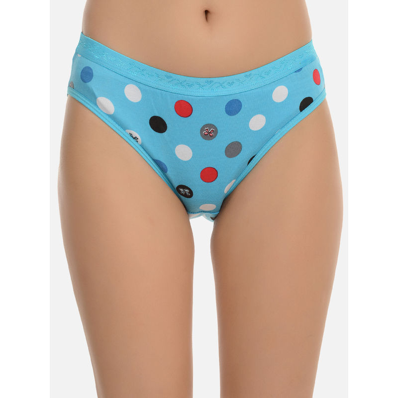 Mod & Shy Full Coverage Polka Printed Brief - Blue (L)