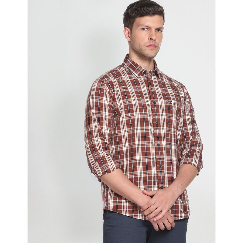 Arrow Sports Point Collar Plaid Check Shirt (40)
