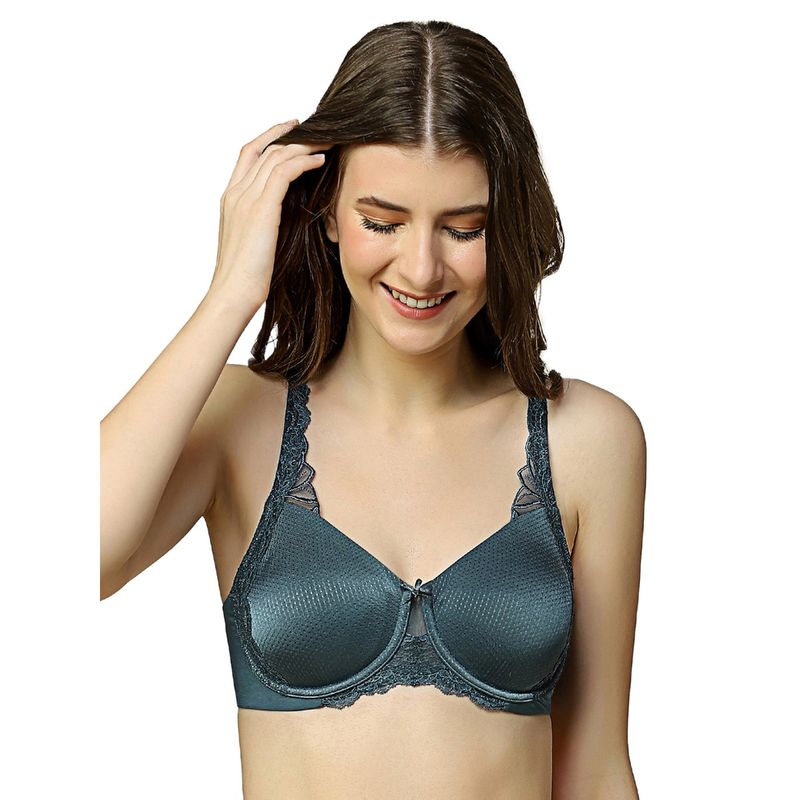 Triumph Lily Minimizer Wired Non Padded Lacy Minimizer Bra-Blue (34C)
