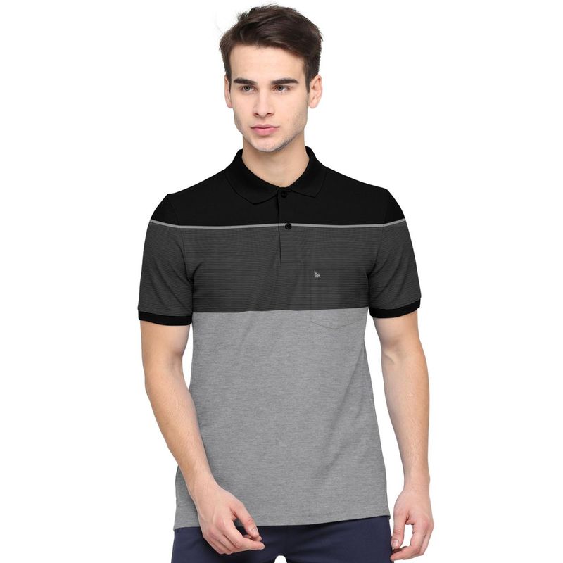 BULLMER Multi-Colour Men Cotton Blend Polo Neck Color Block T-Shirts (M)