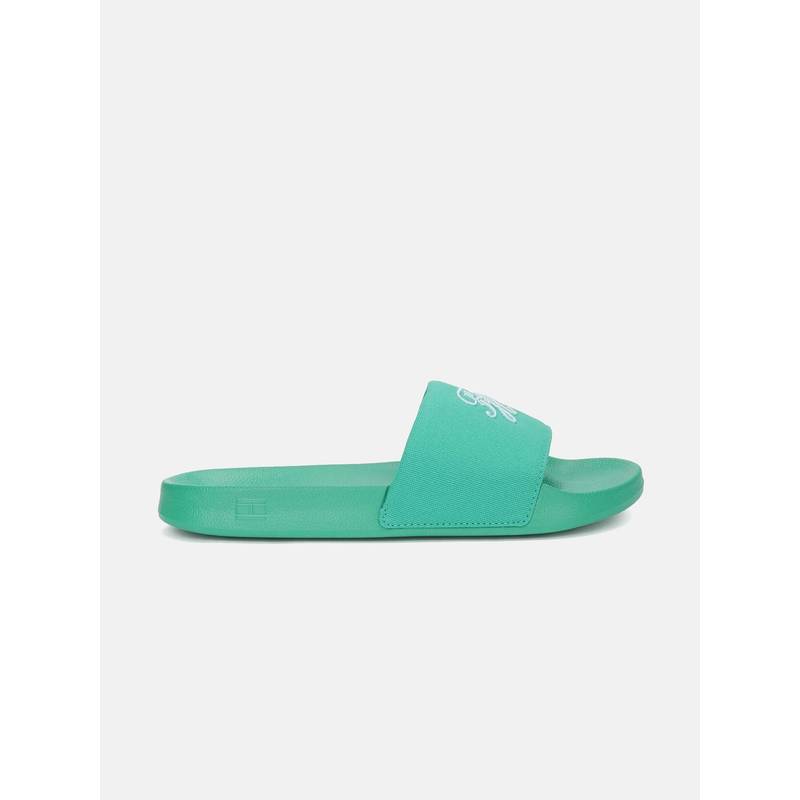 Tommy Hilfiger Women Green Cotton Sliders (EURO 36)