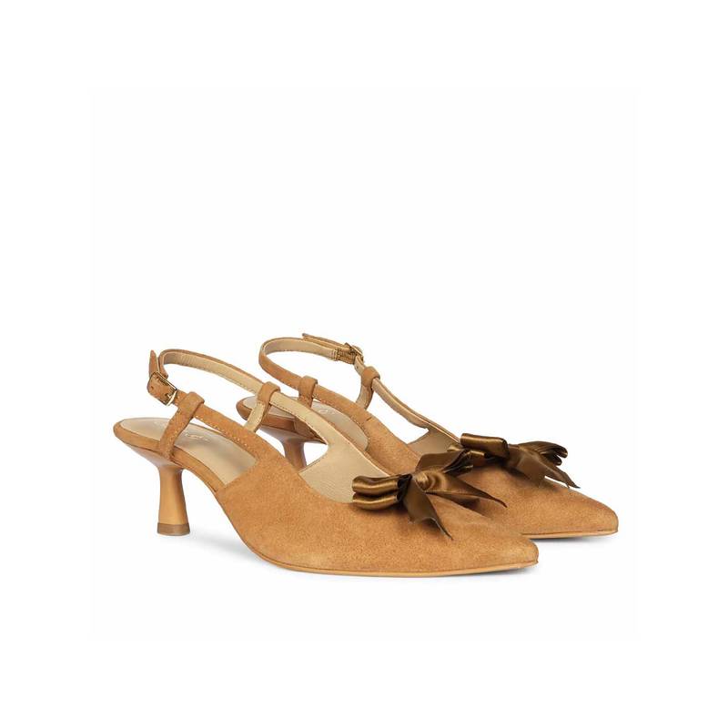 Saint G Women Tan Bow Stiletto Heels (UK 3)