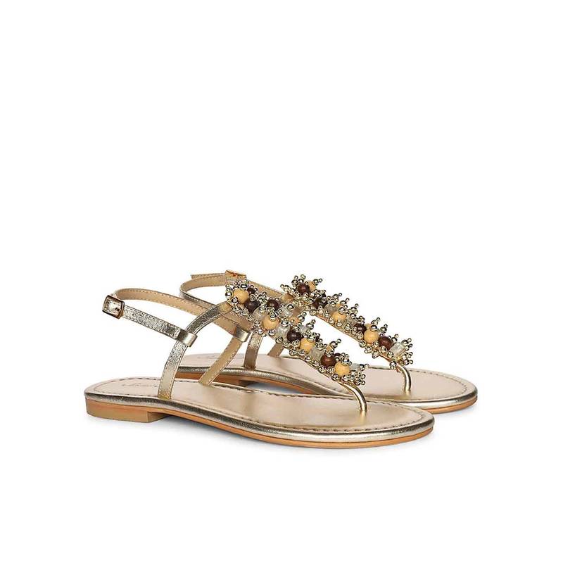 Saint G Womens Gold Leather Sandals (UK 3)