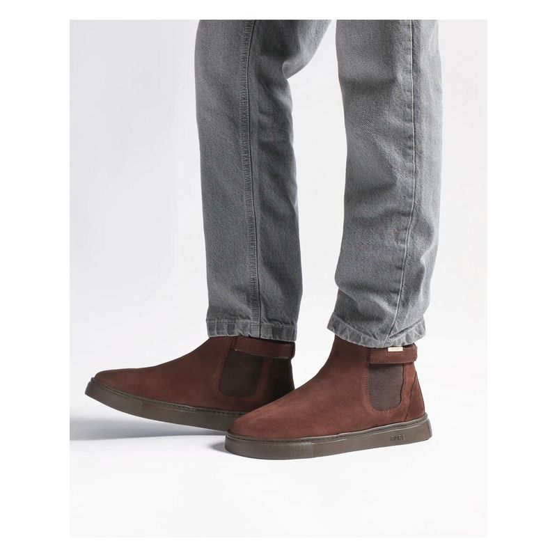 Rare Rabbit Men Berus Dark Brown Suede Lace-Up Chelsea Boots (UK 7)