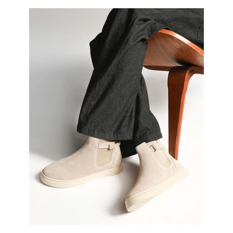 Rare Rabbit Men Berus Beige Suede Lace-Up Closure Chelsea Boots (UK 9)