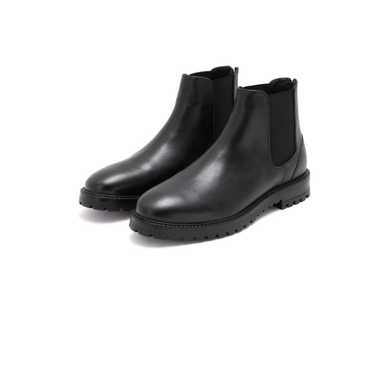 Rare Rabbit Mens Gum-1 Black Leather Fabric Chelsea Boots (UK 9)