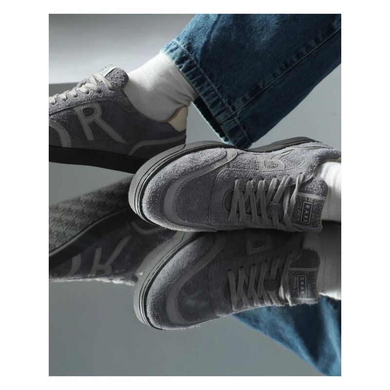Rare Rabbit Men Orla Grey Lace-Up Closure Suede Sneaker (Uk 7)