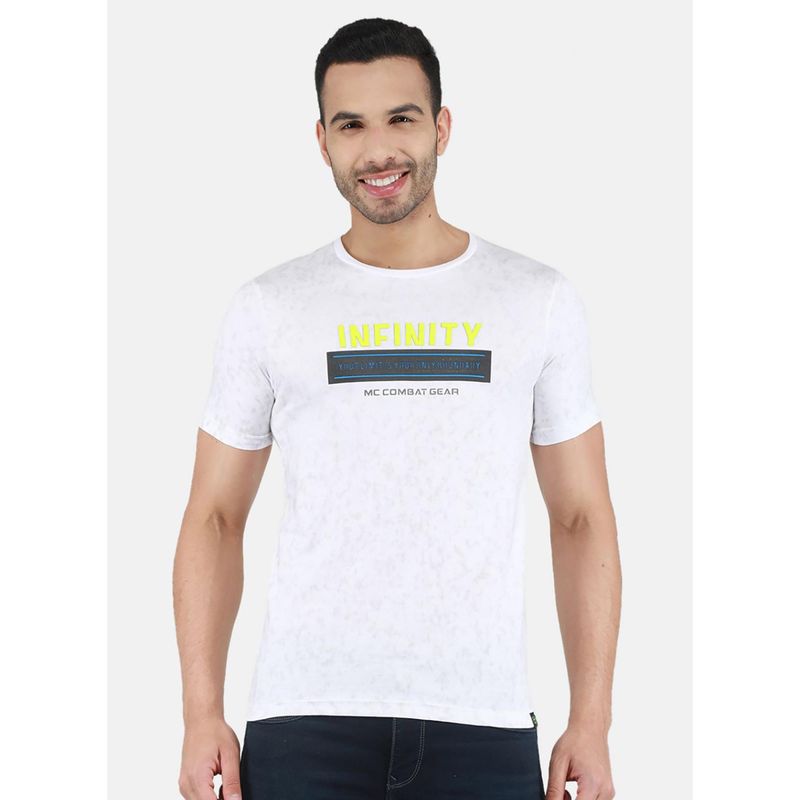 Monte Carlo Men Typography Round Neck T-shirt - White (M)
