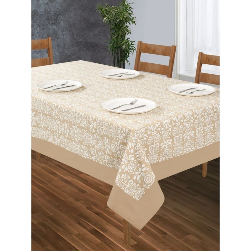 SHADES OF LIFE Beige Floral Print With Plain Border (54*78 Inches)