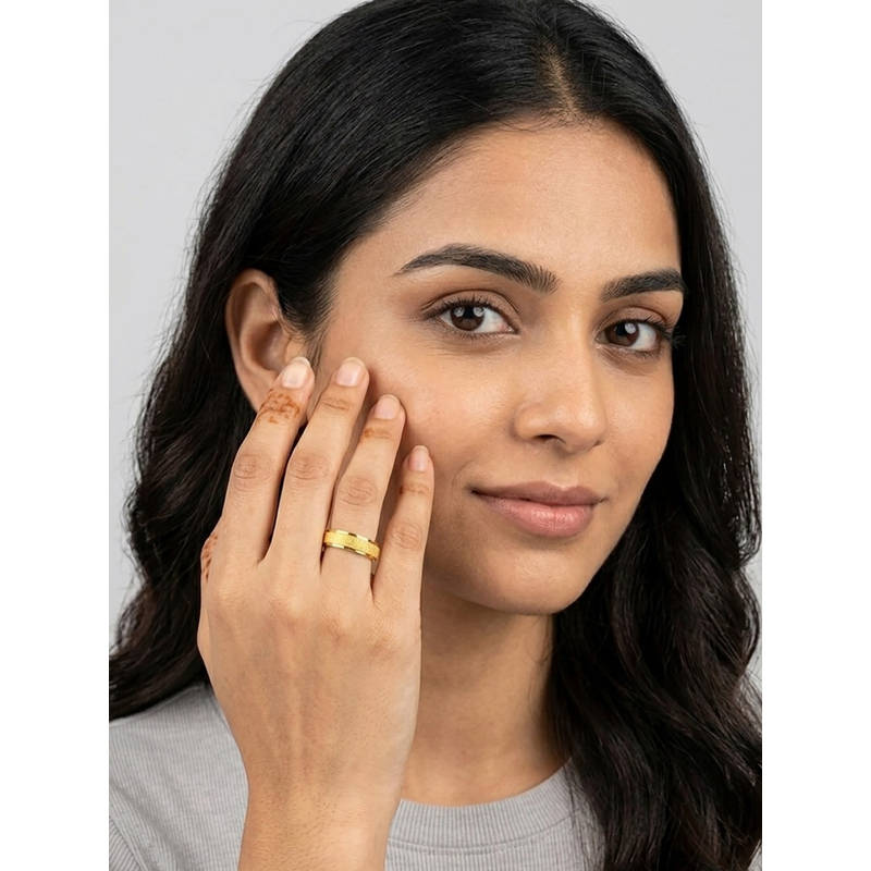 RACHIVA 18K Gold Plated Matte Frosted Textured Band Ring (6)