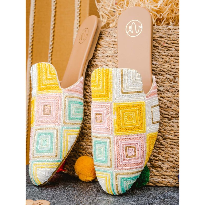 NR BY NIDHI RATHI Sequined Multi-Color Mules (Euro 36) (EURO 36)