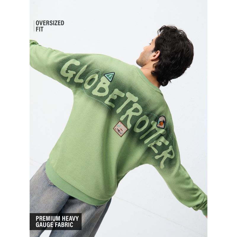 The Souled Store Men Green Typography Oversized Sweatshirt (3XL)