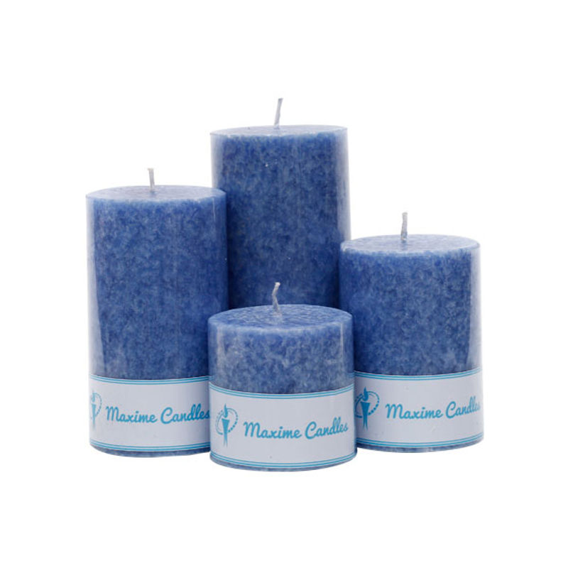 Maxime Candles Sea Breeze Scented Marble Pillar Candle - Set Of 4