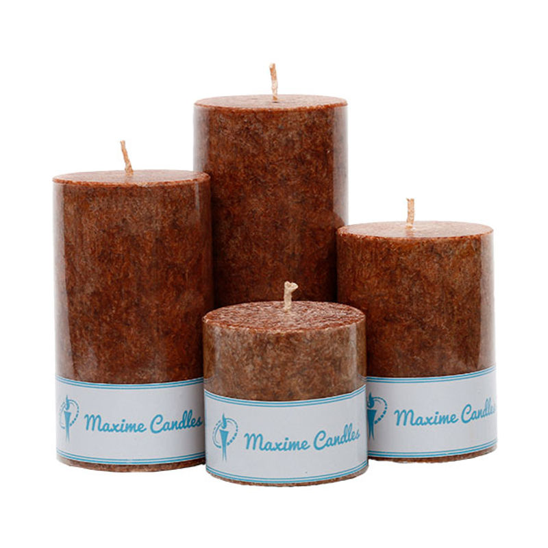Maxime Candles Coffee Scented Marble Pillar Candle - Set Of 4