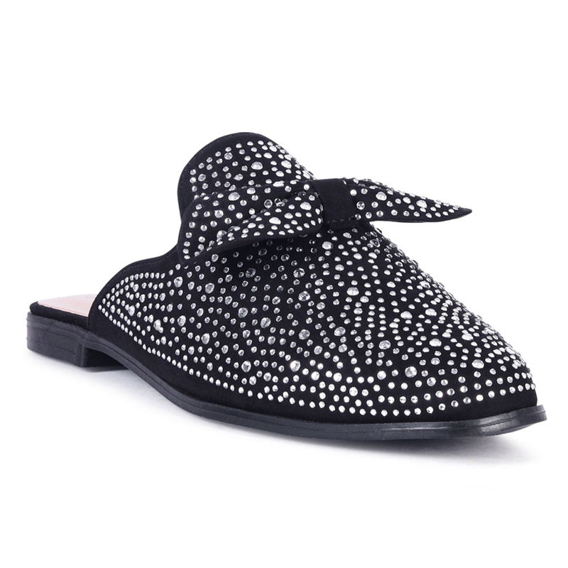 Buy London Rag Embellished Casual Bow Mules In Black Online