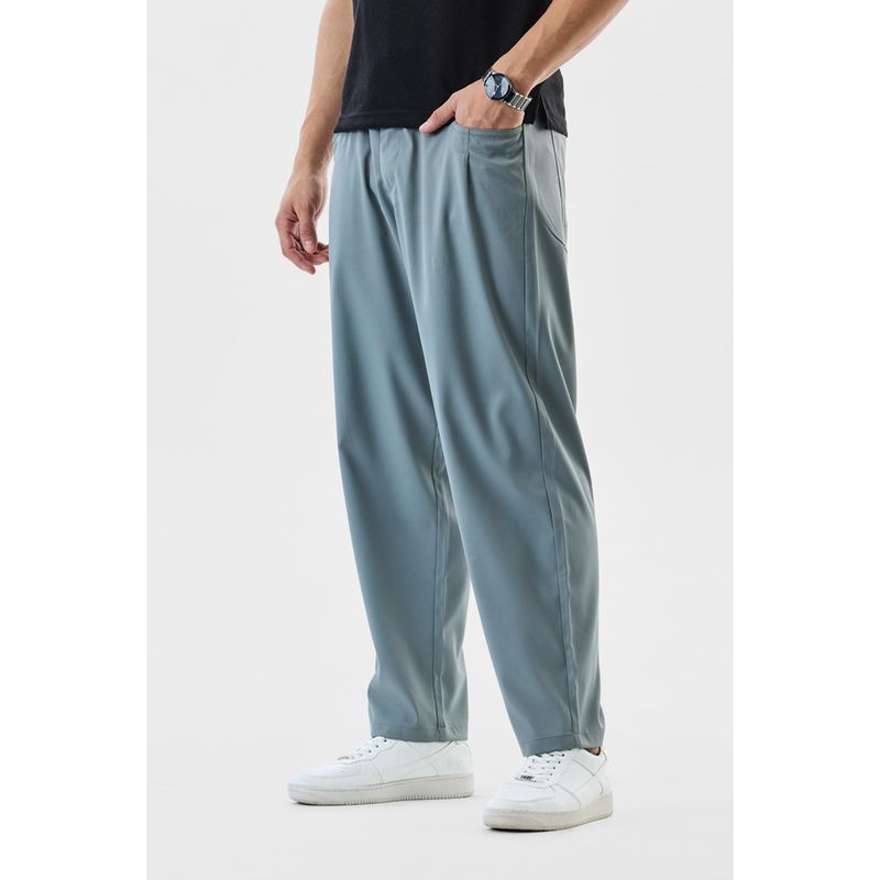Snitch Light Blue Solid Straight Casual Trouser for Men (32)
