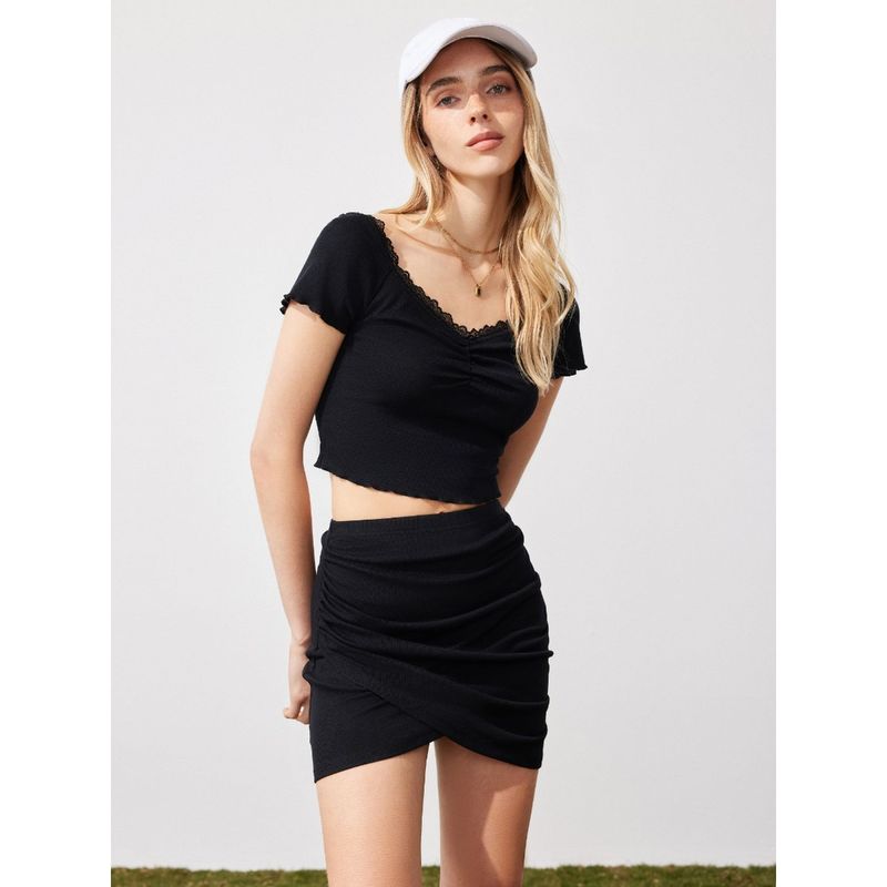 Cider Textured Ruched Mini Skirt (XS)