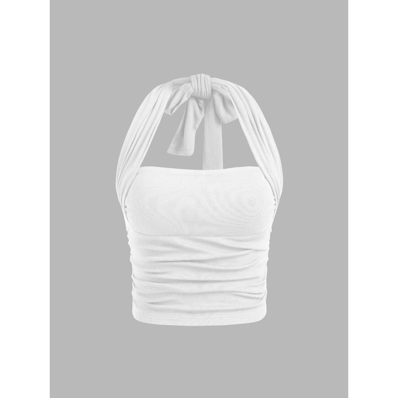 Cider Solid Halter Crop Top (M)
